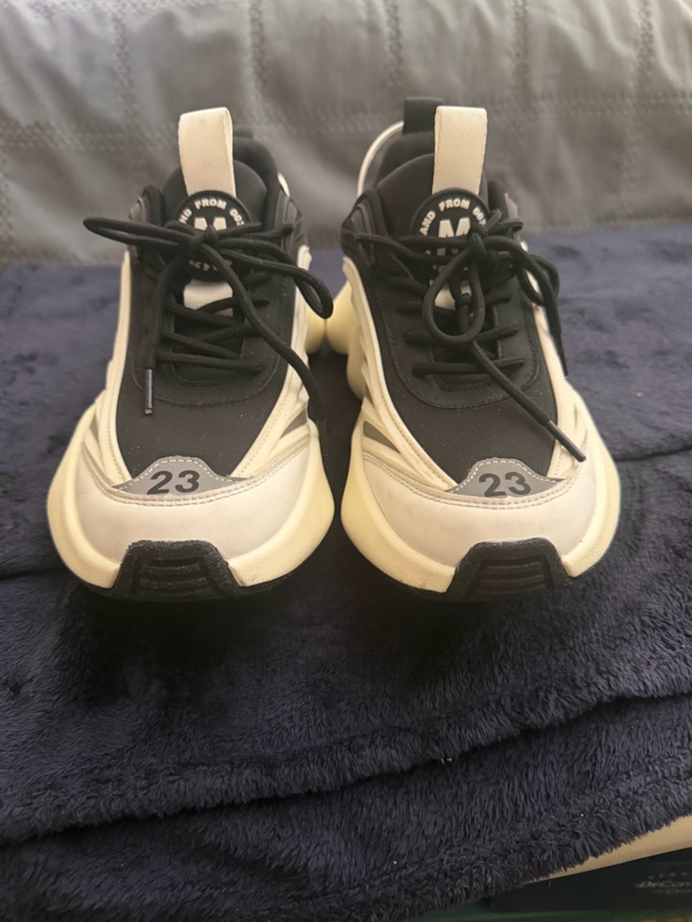 Black and Cream Athletic Sneakers
